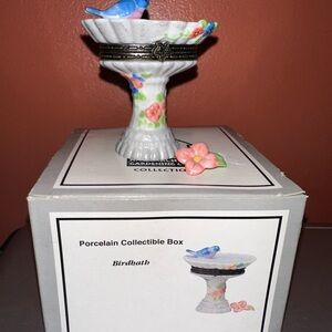 National Home Gardening Club Birdbath Bird Bath Vintage Trinket Box Flower Charm